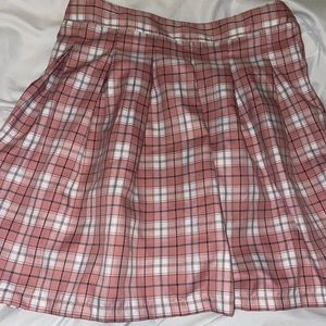 Sim & Sam Pink and White Plaid Skirt